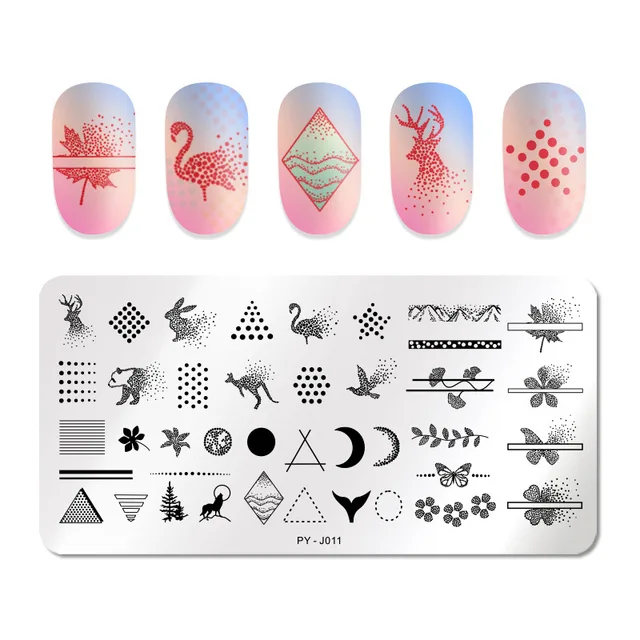 Nail Art Stainless Steel Printing Plate Blue Film Steel Plate Geometric Flower Series Painted Printing Transfer Template Nails PY-J011
