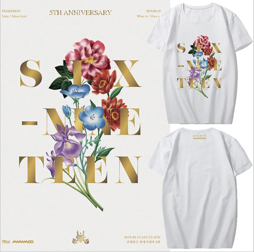 

Frdum Tommy MAMAMOO debuted around the fifth anniversary of the same paragraph short-sleeved T-shirt men and women 100% Cotton