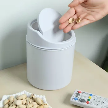 

Countertop Mini Trash Can Swing Lid Removable Cover Table Wastebasket for Home For Drop Ship