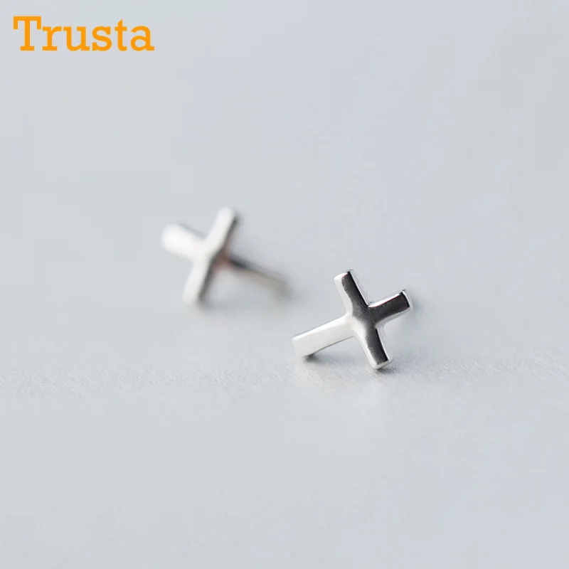 Женские серьги кресты Trustdavis Аутентичные милые из стерлингового серебра 925 пробы