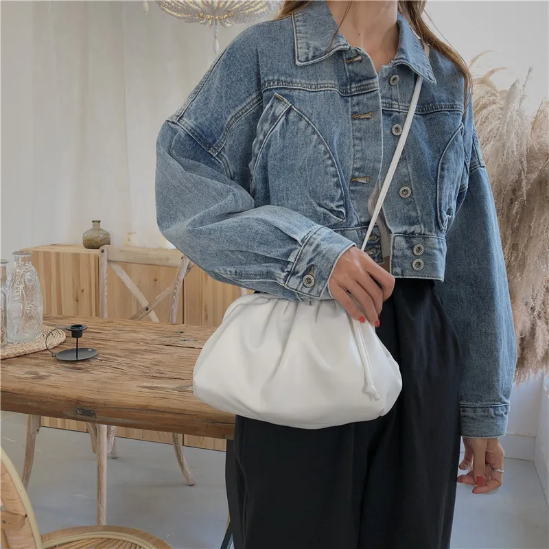 Облачная мягкая женская сумка из искусственной кожи новая сумка через плечо из клецки легкая сумка через плечо со складками клатч