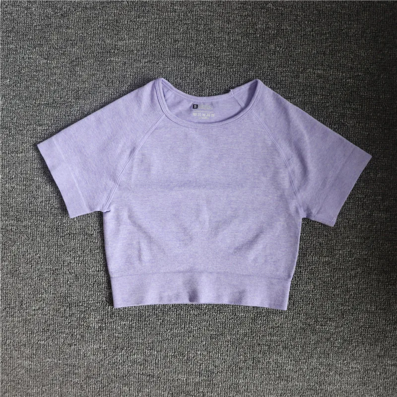Yoga Top Sports T Shirt Yoga Shirt Sports Shirt Yoga Shirts Short Sleeve Solid Color Vital Seamless Women Fitness Crop Top Workout Tops Gym Clothes Sportswear Running T-shirts