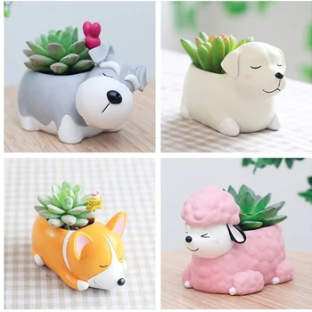 

Puppy Flower Pot Cute Cartoon Thumb Basin Succulents Meaty Resin for Home Decoration plant pot planter pots for flowers
