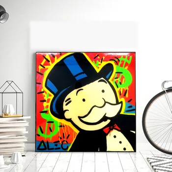 

Hand Painted Alec Monopolyingly Extreme Capitalism painting on canvas wall art picture poster living room