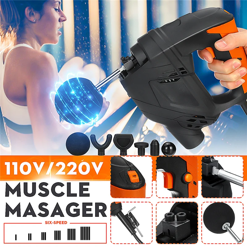 

Massage 6Gears Facial Gun Stimulate Muscle Deep Tissue Pain Relief Vibrations Pulsating Massager for Back Body Leg Pain Machine