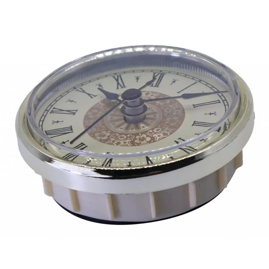 Часы с кварцевым механизмом, круглые 2,76 дюйма(70 мм), миниатюрные часы, подходят для белого лица, серебристого цвета, Безель, римские цифры