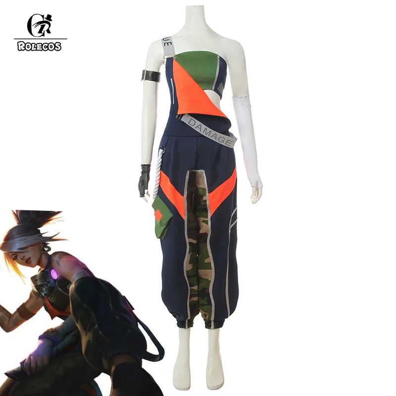 Костюм для косплея ROLECOS Game LOL комбинезон Akali сексуальная униформа топы и штаны