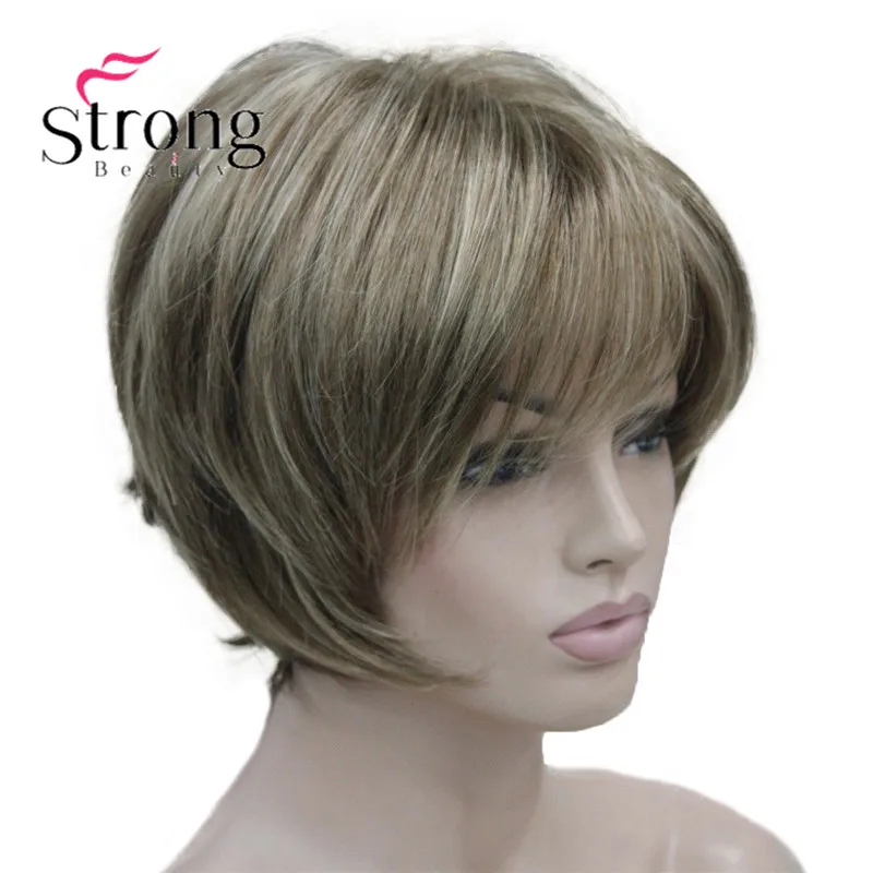 5969 #12TT26 new vogue brown with blonde highlight short straight lady's synthetic wigs (3)