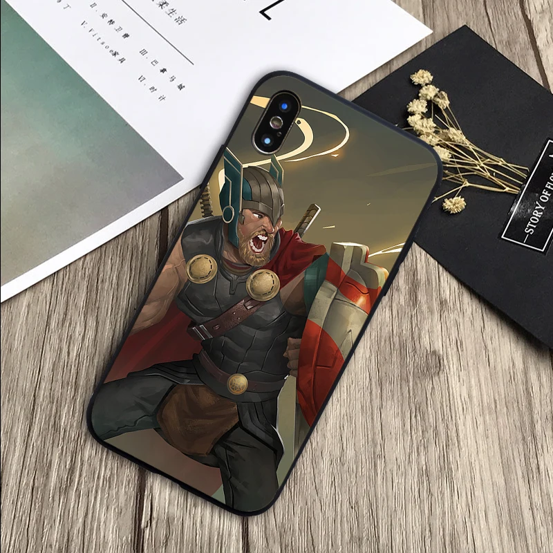 Thor Чехлы Marvel мягкий силиконовый черный ТПУ Телефон чехол для iPhone 6 6plus 7 8 plus 5 5S SE X XR XS Max