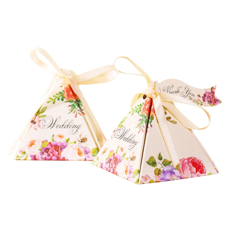 Spring Flower Треугольная коробка для конфет Пирамида коробки для подарков для конфет шоколадное драже упаковка свадебное оформление коробки вечерние принадлежности - Цвет: Spring Flower