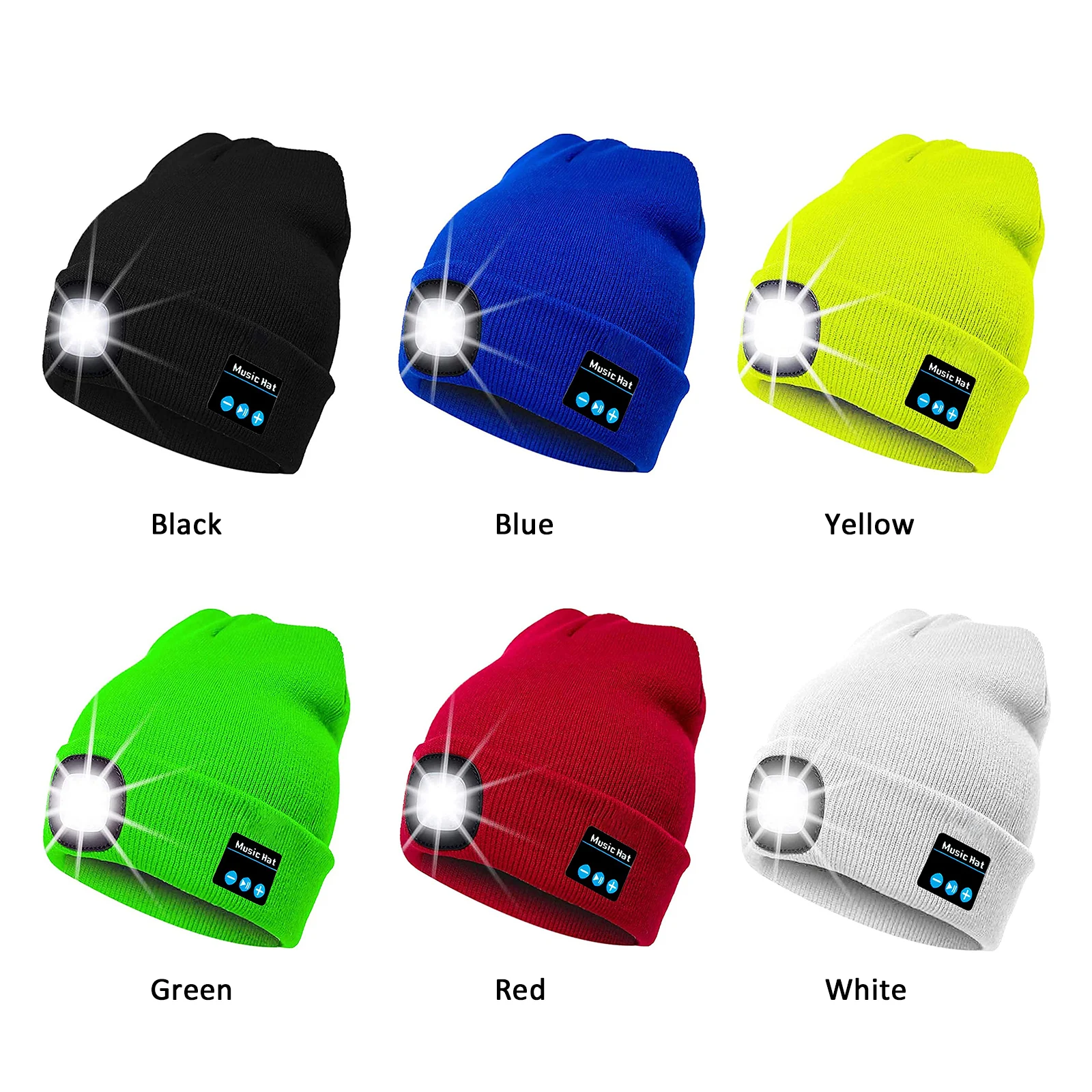 Headlamp Light Beanie Hat Ski Knitted 