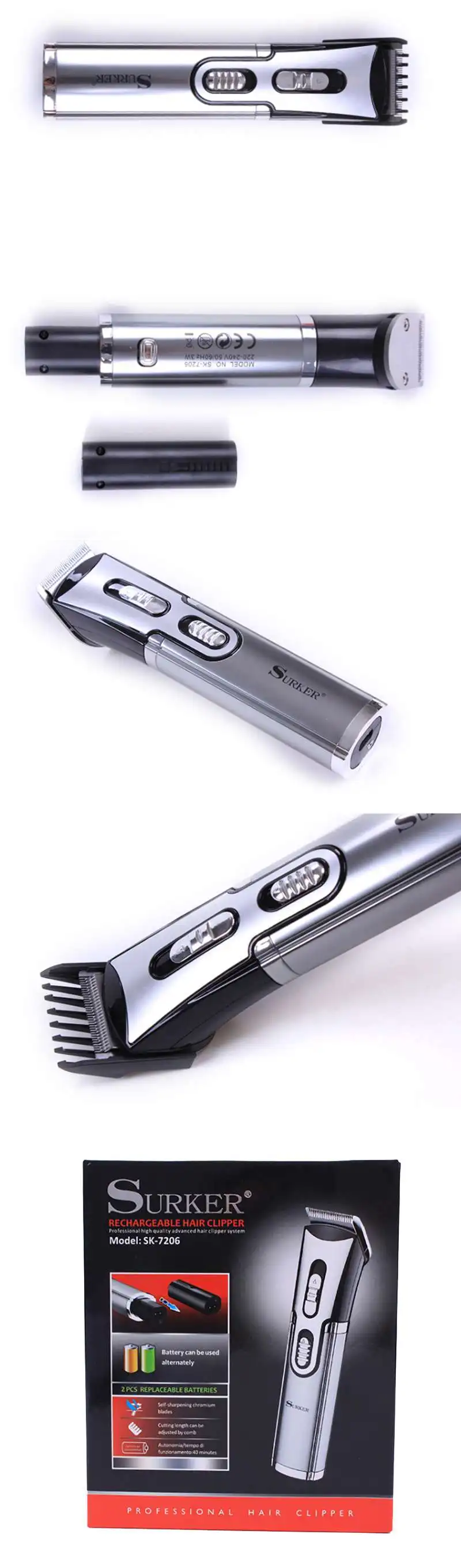 SURKER SK-7206 перезаряжаемый триммер для волос для мужчин электрическая Беспроводная Машинка для стрижки волос