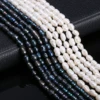 Perles naturelles de culture d'eau douce perles forme de riz 100% perles naturelles pour la fabrication de bijoux bricolage brin 13 pouces taille 5-6mm ► Photo 1/4