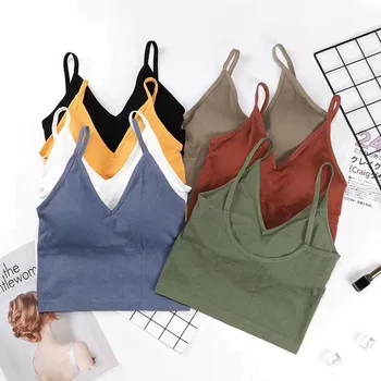 

CHRLEISURE Sexy U-shaped Backless Wrapped Chest Simple Solid Color Comfortable Tube Top Padded Push Up Wireless Bra