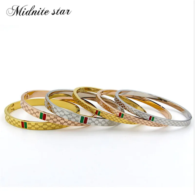 

Multi-size 467MM Bracelet Rose Gold Plating Women and Men Bracelet Stainless Steel Charm Trendy Female Jewelry Gift