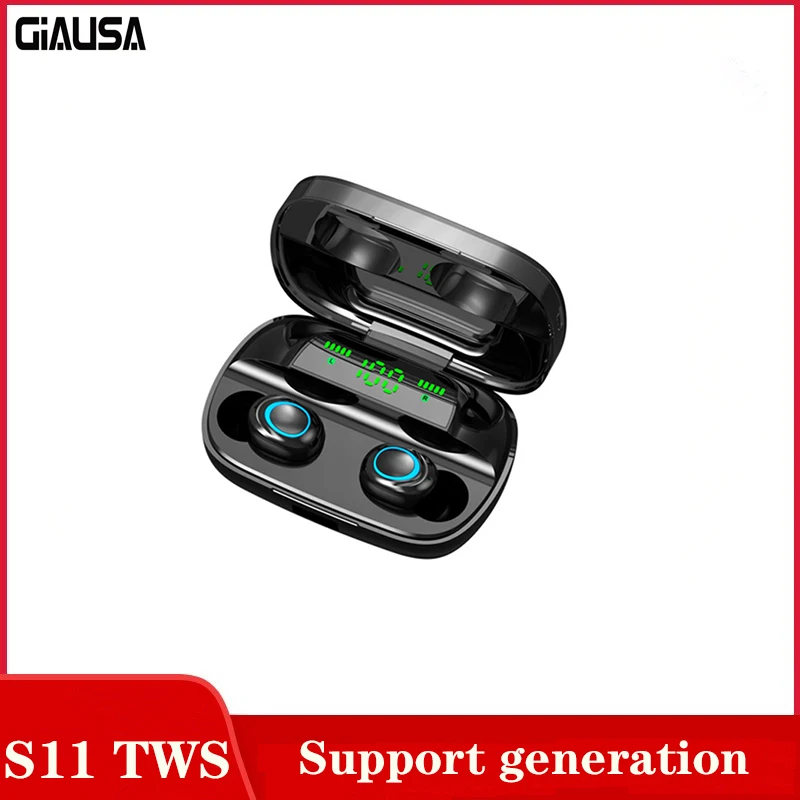 S11TWS 5 0 Bluetooth Wireles наушники сенсорный Управление 9D игровая гарнитура светодиодный