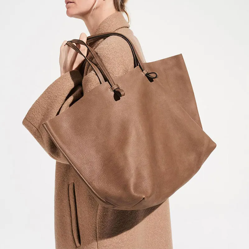 

Women Fashion Genuine Leather Large Capacity Concise Handbag Shipping Shoulder Tote Bag for Business Office Daily