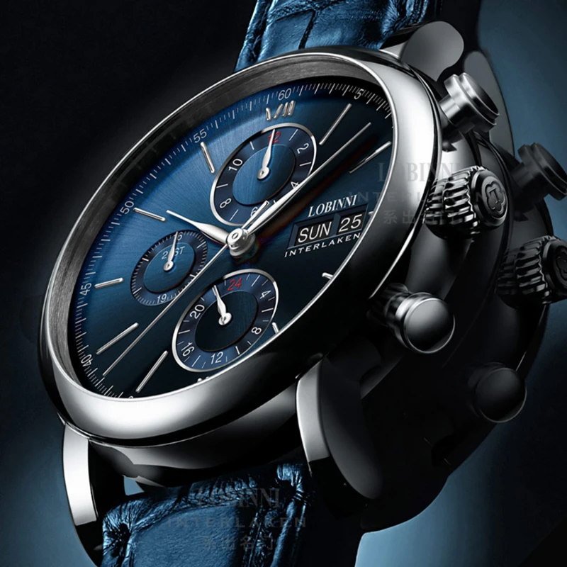 Switzerland LOBINNI мужские часы люксовый бренд автоматические часы для мужчин механические часы Сапфировая кожа relogio masculino