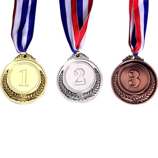 12 Pieces Gold Silver Bronze Award Medal Set - Metal Style for Competitions , Sports , Spelling Bees , Party Favors 6