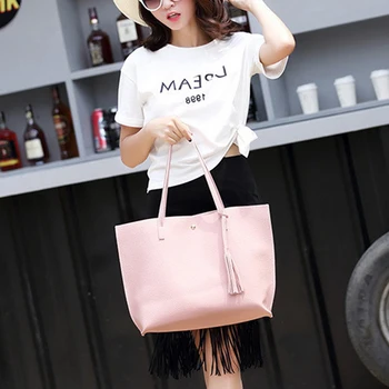 

Fashion Women's Solid Bag European and American style Simple Tote Bag Shoulder Portable Ladies Handbags