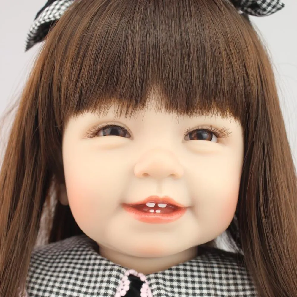 Кукла npk Reborn Baby Doll для девочки розовое платье принцессы красивый малыш Boneca 22 дюйма длинные волосы мягкий силиконовый детский приятель Рождество