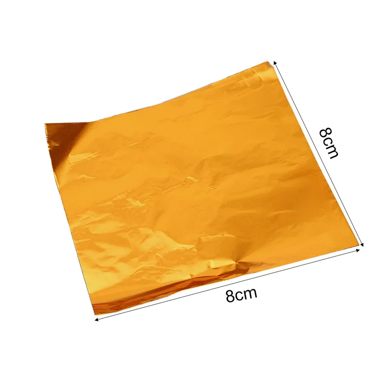 orange Dozzlor 100 шт 8x8 см DIY пищевая алюминиевая фольга s бумага шоколадные конфеты упаковка 10 цветов Вечеринка день рождения обертка фольга бумажная наклейка - Цвет: orange