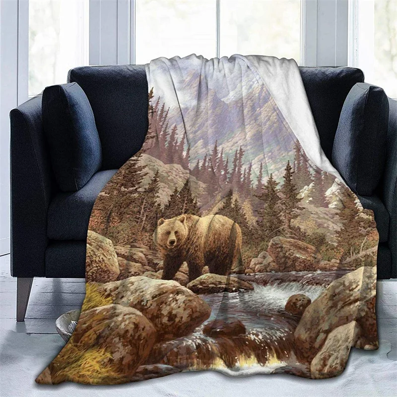 Vintage Grizzly Bear Navajo Cubre Camara Green Throw Blanket 3d Print