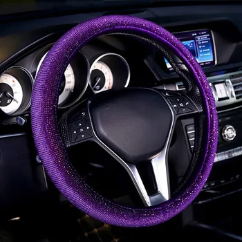 

Universal Women Car Steering Wheel Covers Crystal Rhinestone Auto Steering Wheel Covers Protectors 4 Colors Car Accessories