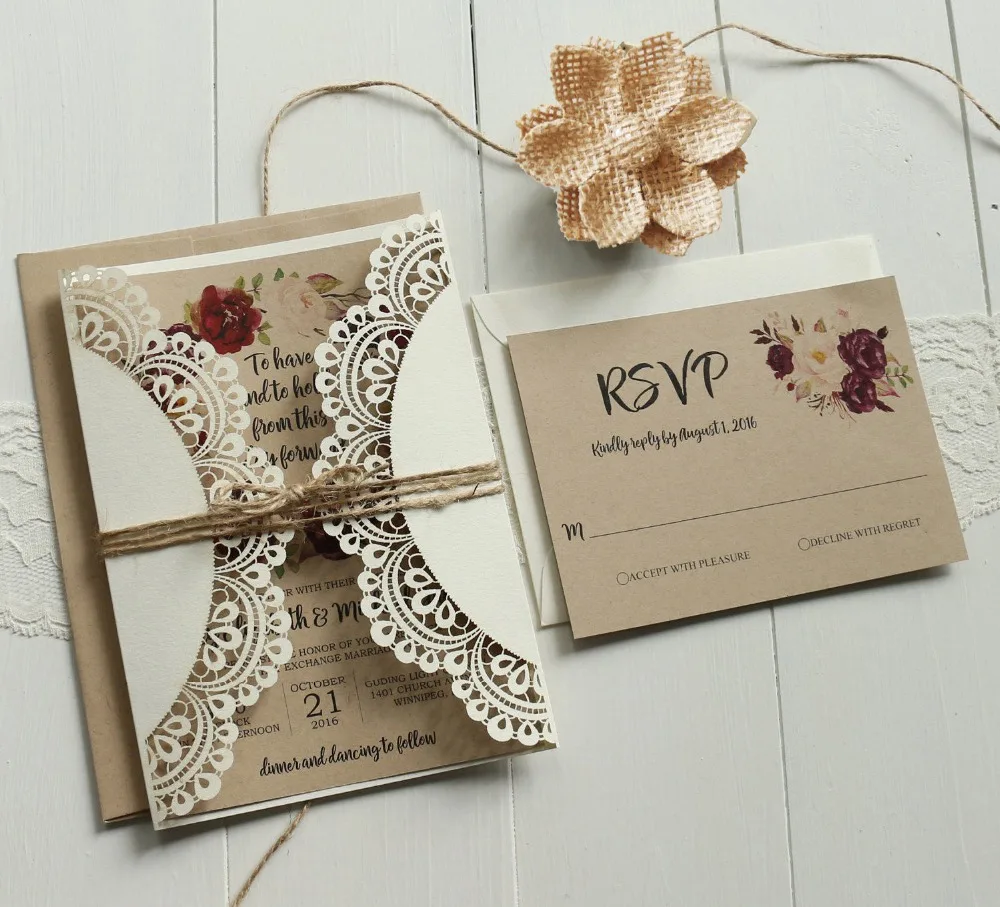 Lace Wedding Invitations Set