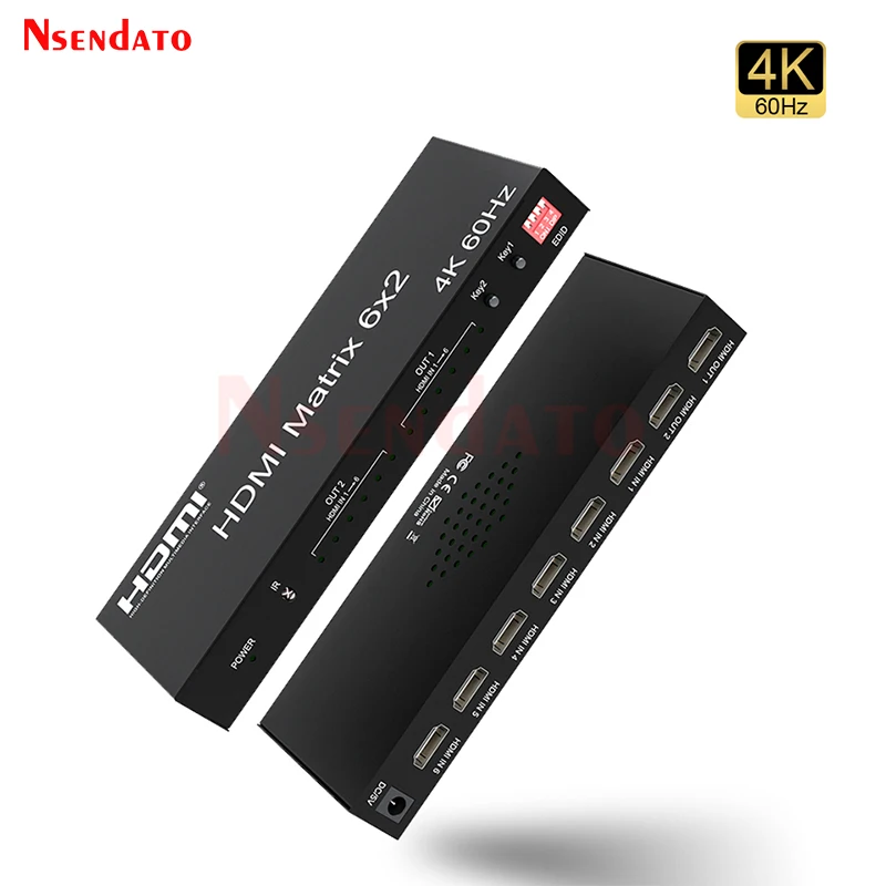 Матричный переключатель HDMI 6x2 4k 60 Гц профессиональный матричный сплиттер 6 в 2