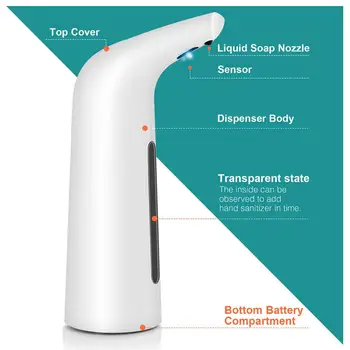 

400ML Automatic Liquid Soap Dispenser Smart Sensor Touchless Electroplated Sanitizer Dispensador for Kitchen Bathroom White