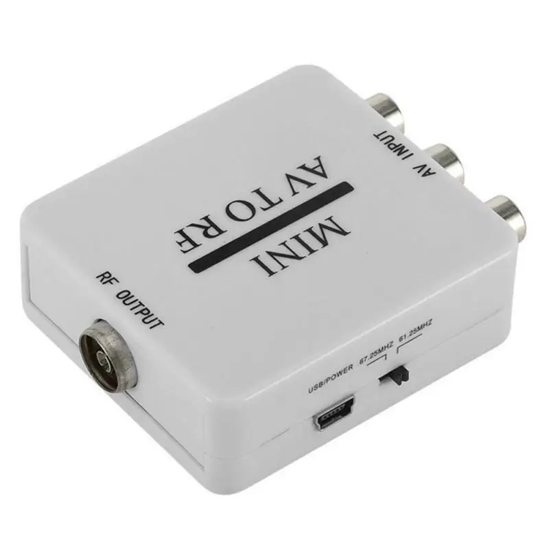 Мини HD видео конвертер коробка RCA AV CVSB в РЧ конвертер видеоадаптера поддерживает для МГц 61,25 67,25 переключатель телевизора