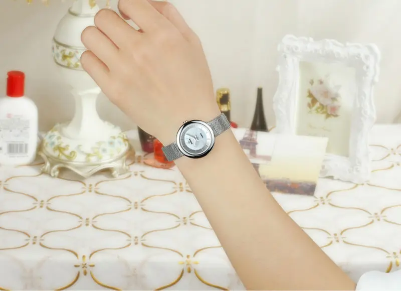 

WWOOR Genuine Product Women's Clean Steel Mesh Belt Quartz Watch Night Light Water-Resistant Watch WOMEN'S Watch