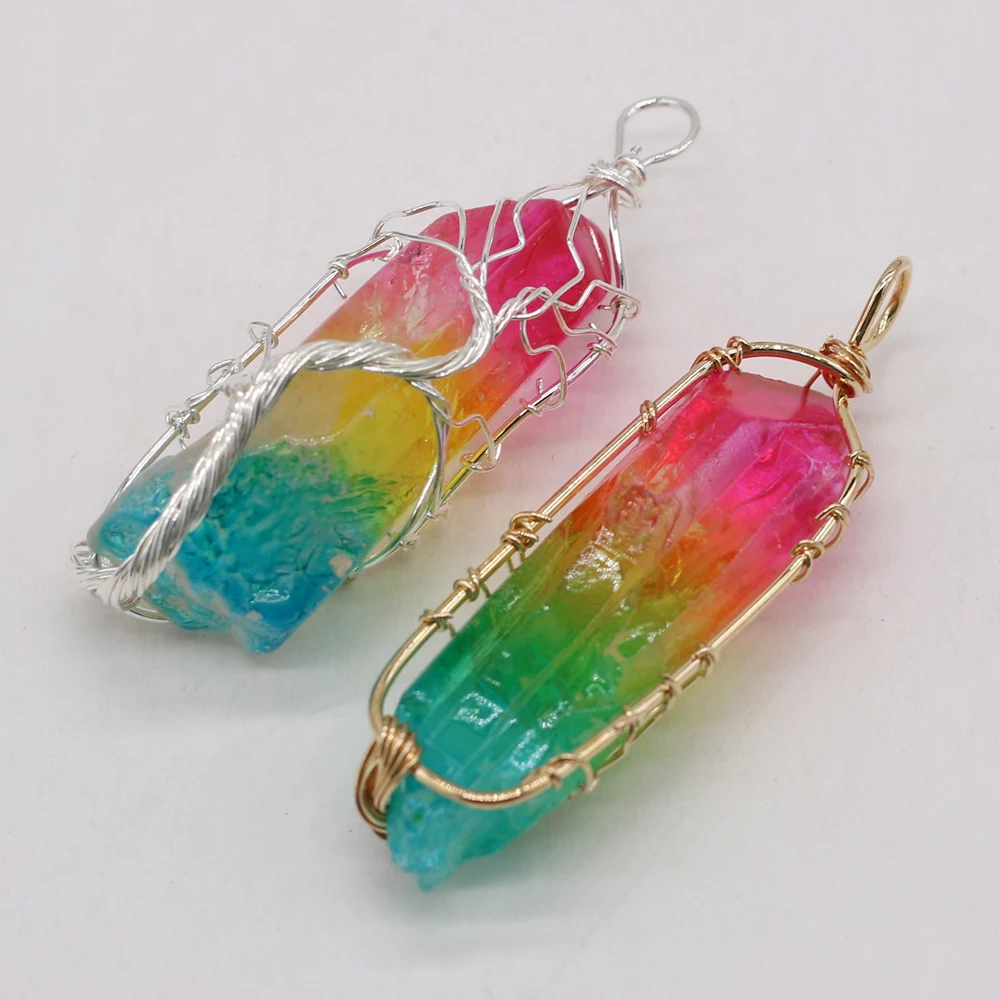 8PCS Wholesale Natural Semi-precious Stone Irregular Shape Winding Pendant Making DIY Necklace Earrings Charms Jewelry Gifts