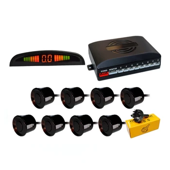

Full car radar 8 detection crescent buzzer integrated front and rear parking radar LED small crescent parking sensor