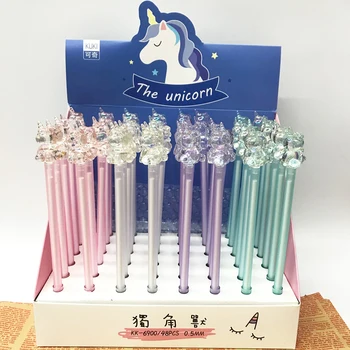

2 Pcs/lot Cute Crystal Unicorn Cartoon Gel Pen Signature Pen Escolar Papelaria School Office Supply Promotional Gift