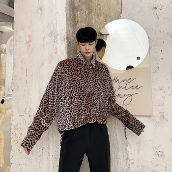 

Streetwear Hip Hop Shirts Couple Clothes Autumn Vintage Leopard Loose Casual Long Sleeve Velvet Shirt Men Women Chemise Homme