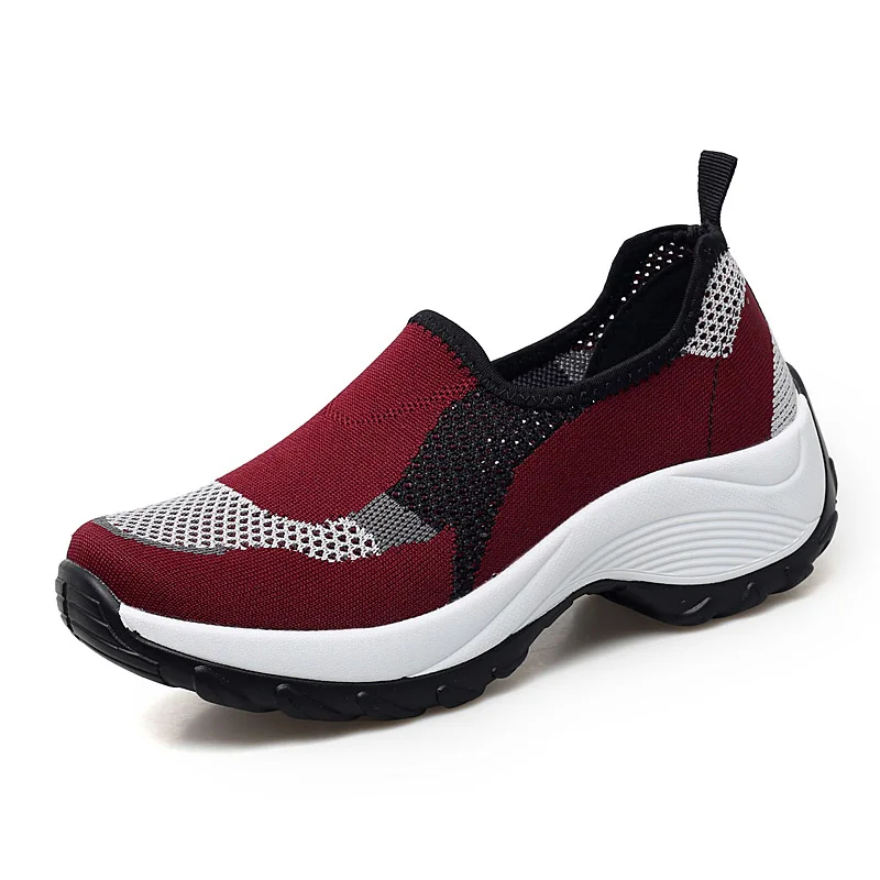 LUONTNOR/Женская обувь для бега, увеличивающая рост; Новинка года; летние спортивные кроссовки; Женская прогулочная обувь из сетчатого материала размера плюс 42; Zapatillas - Цвет: Red