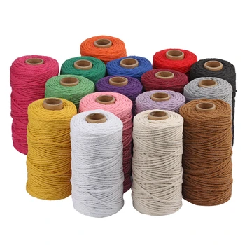

3mm 100% Cotton Cord Colorful Cord Rope Twisted Craft Macrame String DIY Home Textile Wedding Decorative supply 100 meters/roll