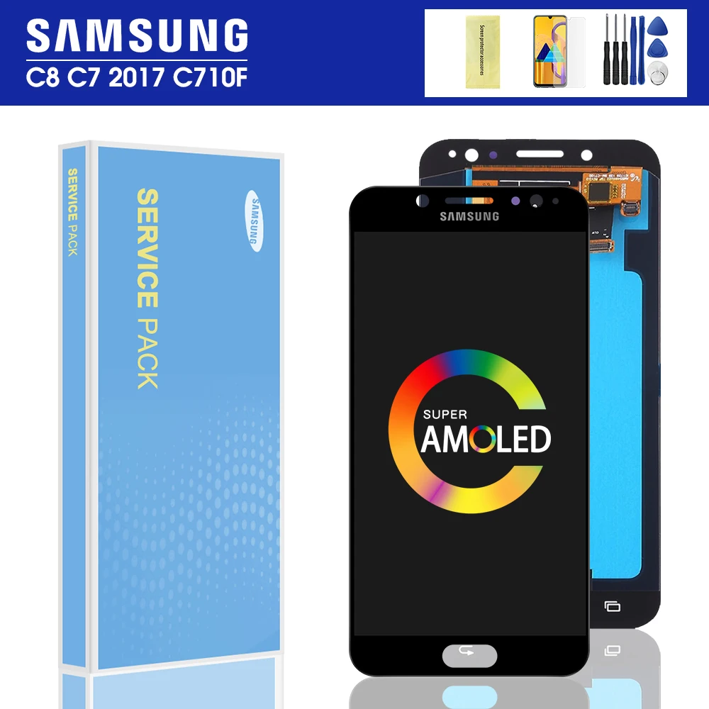 100% Оригинальный дисплей 5 ''для SAMSUNG Galaxy C8 C7100 C7 2017 C710F сенсорный экран