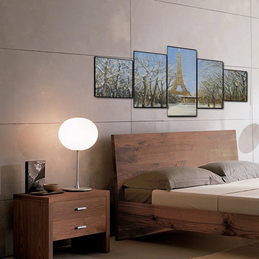 Canvas Art Oil Painting Eiffel-tower winter landscape Art Poster Picture Wall Decor Modern Home Decoration For Living room Canvas Art Oil Painting Eiffel-tower winter landscape Art Poster Picture Wall Decor Modern Home Decoration For Living room