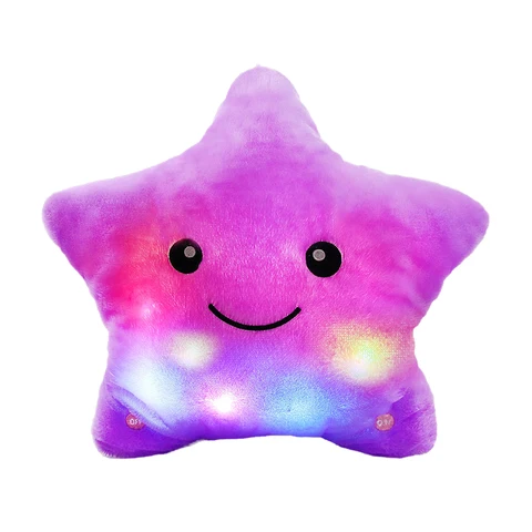 38CM Colorful Moon Shape Plush Toys Luminous Glowing LED Light Pillow Soft  Kawaii Stuffed Lovely Kids Toy Birthday Gift