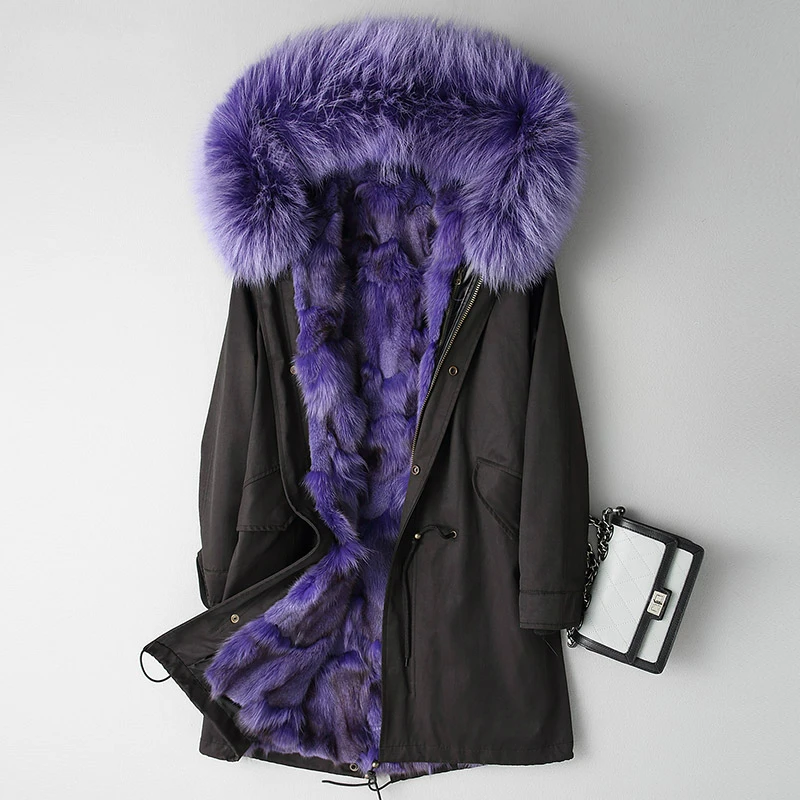 

Winter Jacket Women Parka Real Natural Fox Liner Thick Warm Coat Female Raccoon Fur Collar Clothes 2020 LWL1261