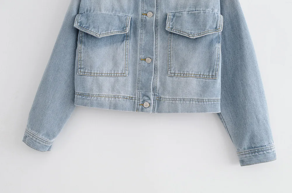 

89ys-486 Europe And America WOMEN'S Dress 2019 Autumn New Style Fashion Western Style Casual Fold-down Collar Short Jeans Coat