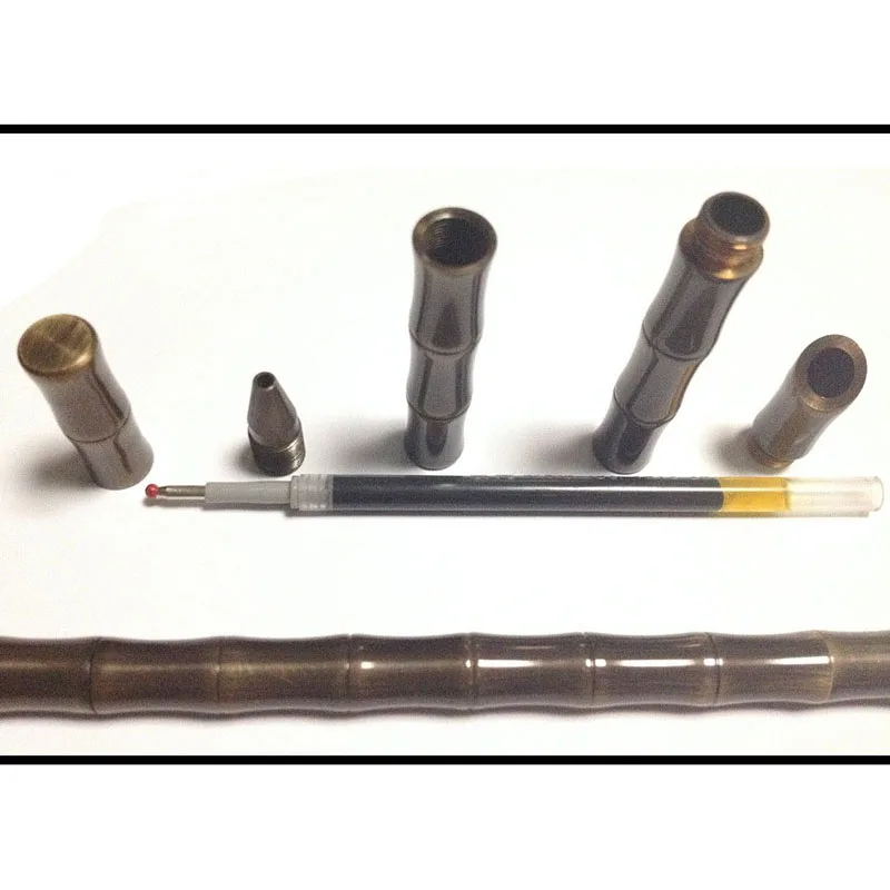 Тактическая ручка из латуни, Бамбуковая форма, ручка для самозащиты, съемная функциональная ручка для записи, Женская наружная портативная мини-аварийный инструмент