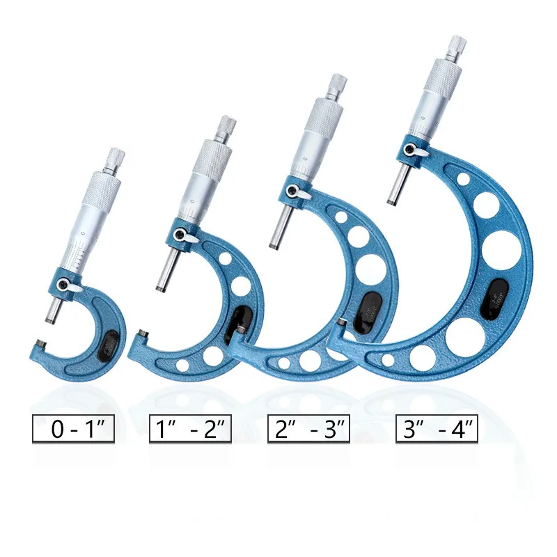 

Inch outer diameter micrometer 0-4" 0.0001" thick carbide spiral micrometer high precision 4 piece set