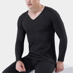 Puimentiua Winter Long Johns Men Thermal Underwear Sets Thin Fleece Solid Color Keep Warm Sauna Men Home Clothes Pajamas Set New