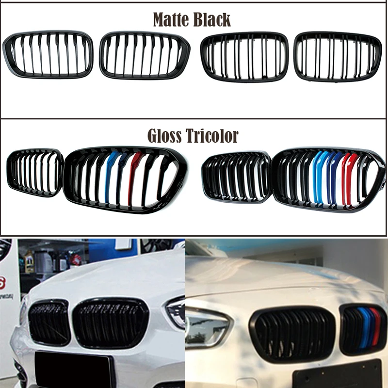 Carbon Fiber/Black Front Bumper Racing Grills Kidney Grilles For BMW Series 1 F20 2015-2018 M Power Performance Accessories