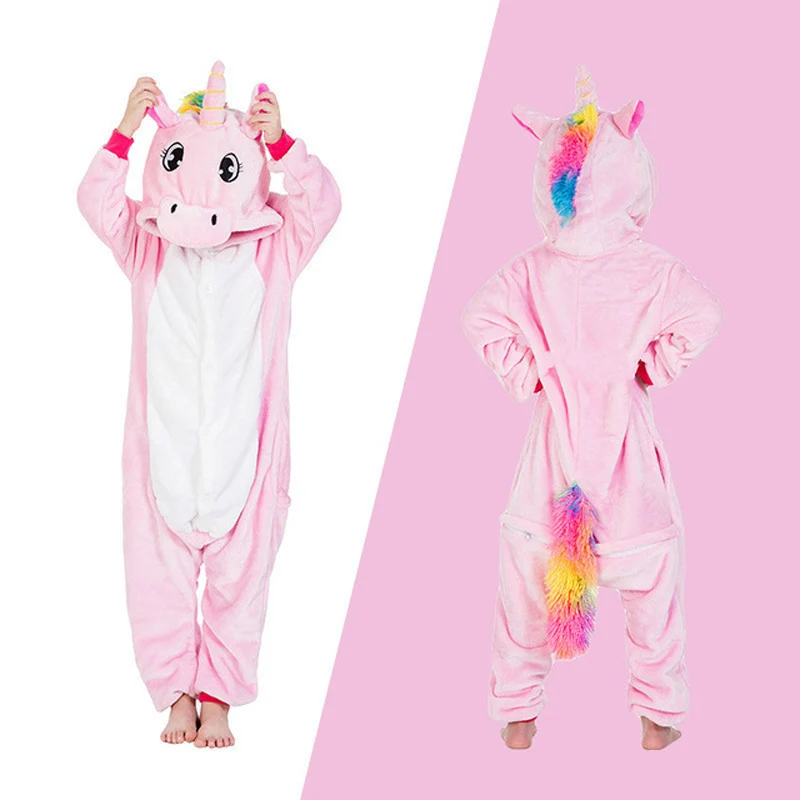 Kuguurumi/детский пижамный комплект с принтом «Стич леопард»; одежда для сна с животными; зимние комбинезоны; детские пижамы; фланелевые пижамы с единорогом для мальчиков и девочек 4-12 лет - Цвет: LA14