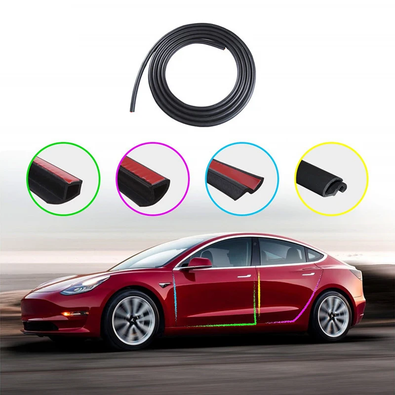 For Tesla model3 Car Door Seal Strips Auto Universal Seals Weatherstrip Rubber Sound Insulation Sealing Strip Automobiles | Автомобили и